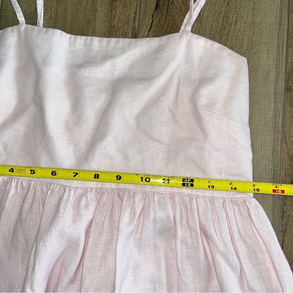 Le Ragazze Linen Blend Maxi Dress Sundress Pink Palm Tree Beach Print Size L - Picture 11 of 14